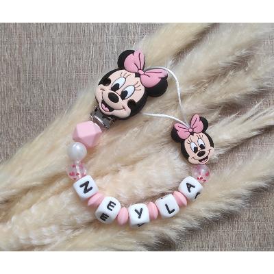 Attache tétine Minnie rose